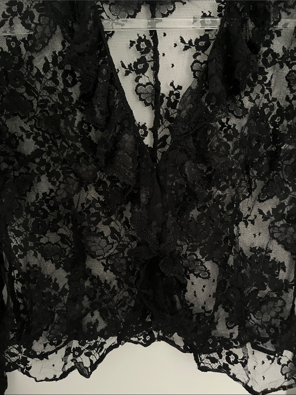 Sheer Black Lace Long-Sleeve Women's Top - Picture 3 of 8